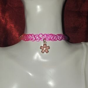 Choker necklace, Charm Choker, flower charm choker